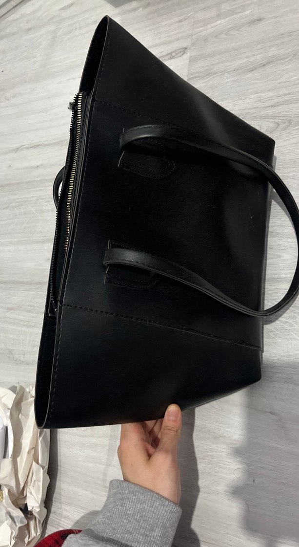 Fermuarlı Siyah Deri Kadın Çanta - Görsel 5