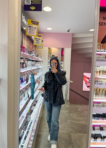 Siyah Biker Deri Kadın Ceket - Görsel 3