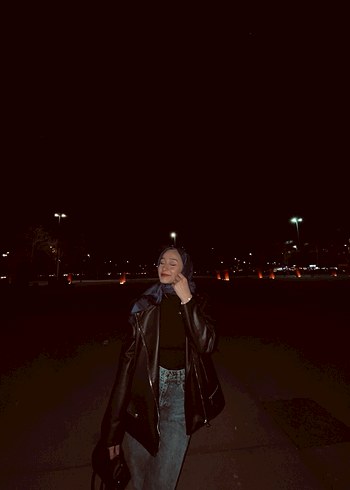 Siyah Biker Deri Kadın Ceket - Görsel 6