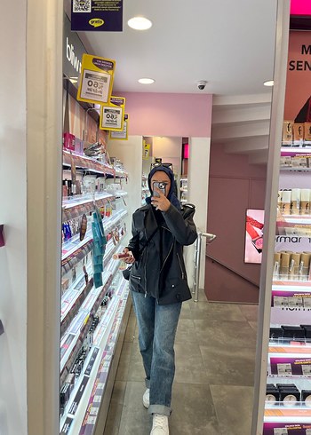 Siyah Biker Deri Kadın Ceket - Görsel 4