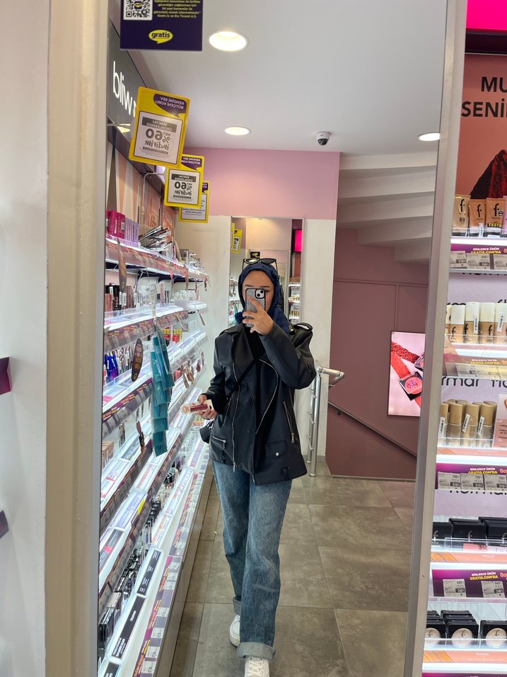 Siyah Biker Deri Kadın Ceket - Görsel 3