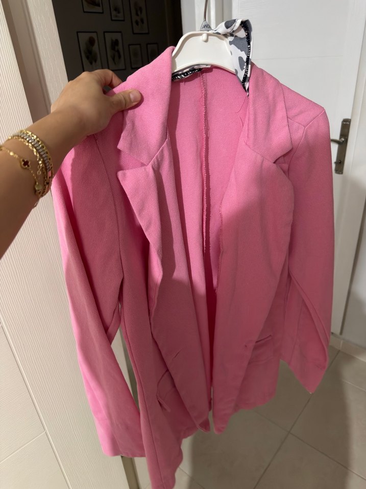 Pembe Düğmeli Kadın Blazer Ceket - Görsel 2