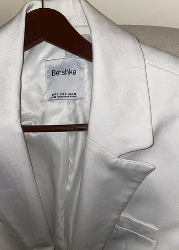 Beyaz Düğmeli Kadın Keten Blazer Ceket - Görsel 2