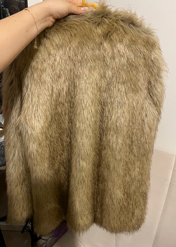 Bej Suni Kürk Midi Ceket Zara - Görsel 4