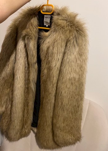 Bej Suni Kürk Midi Ceket Zara - Görsel 2