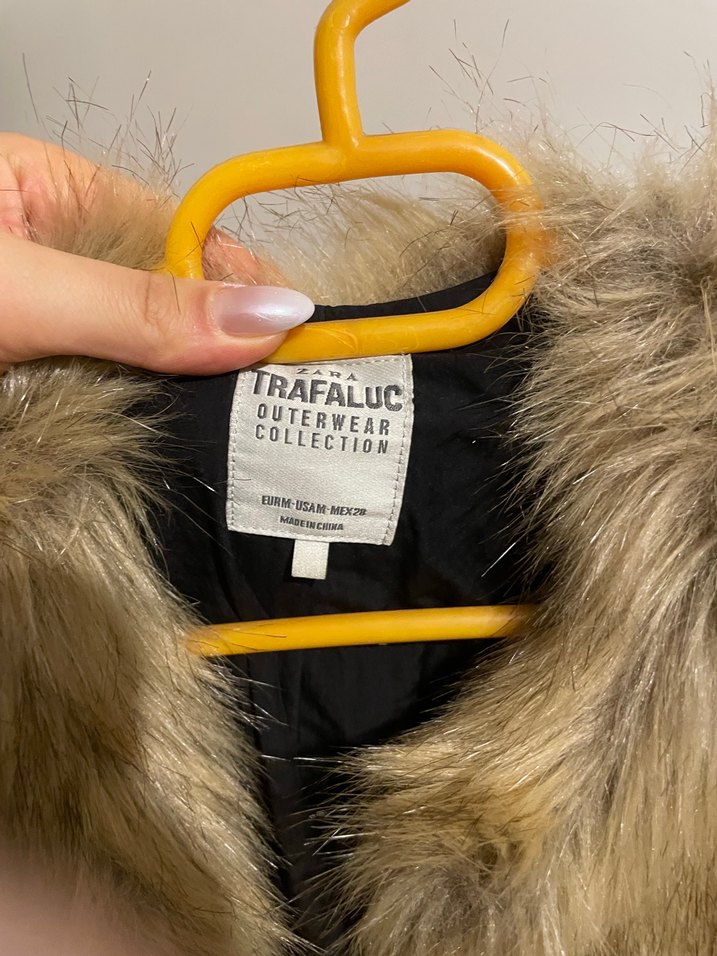 Bej Suni Kürk Midi Ceket Zara - Görsel 5