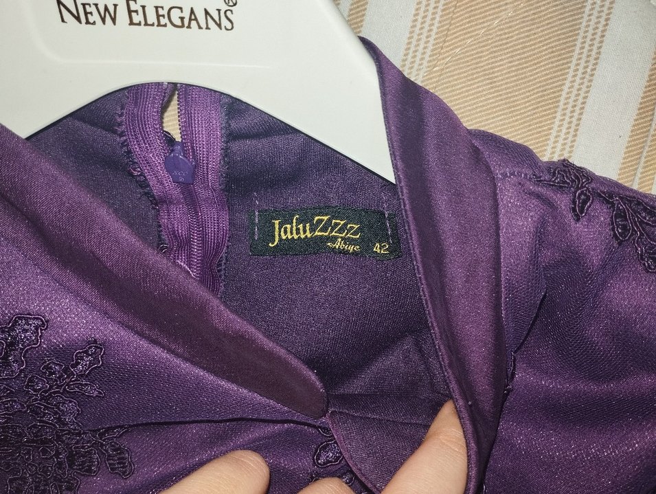 Mor Dantel Detaylı Kadın Abiye Elbise - Görsel 5