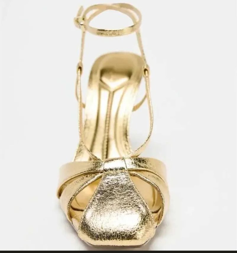 zara gold topuklu sandalet - Görsel 2