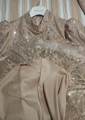 gold prenses kol Abiye Elbise - Görsel 4