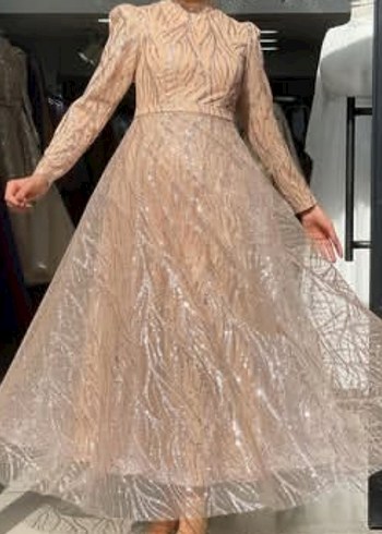 gold prenses kol Abiye Elbise - Görsel 2