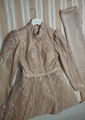 gold prenses kol Abiye Elbise - Görsel 3