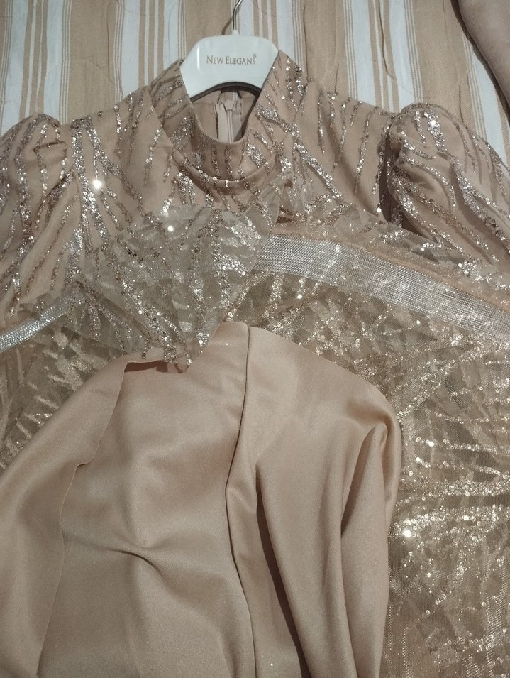 gold prenses kol Abiye Elbise - Görsel 4