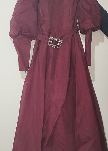 bordo karolin kumaş tesettür abiye - Görsel 3