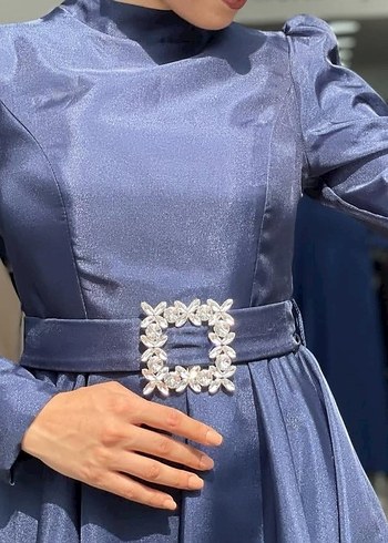 bordo karolin kumaş tesettür abiye - Görsel 2