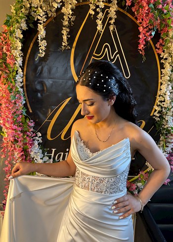 Parlak Beyaz Straplez Uzun abiye - Görsel 3