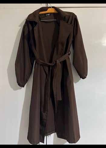 Kadın Kahverengi Uzun Drapeli Trençkot - Görsel 2