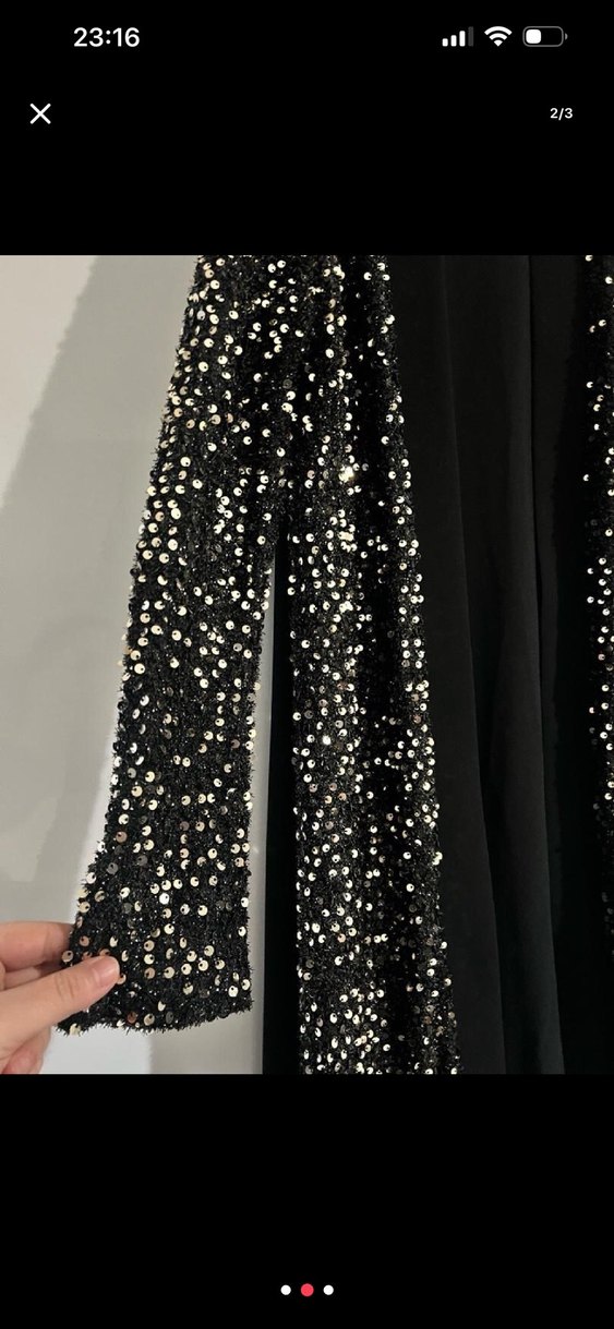 Payet İşlemeli Siyah Uzun Kadın abaya - Görsel 2