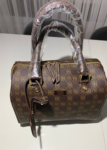 Kahverengi Baskılı Deri Kadın Çanta - Görsel 3