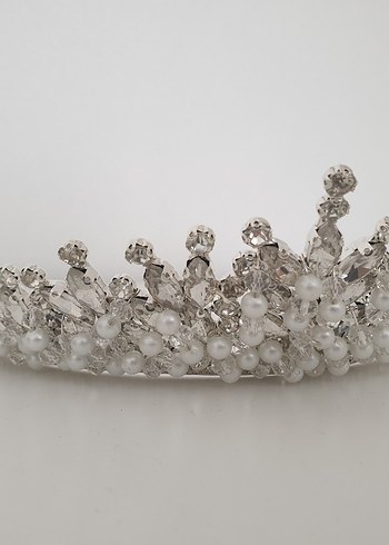 Kristal Taşlı ve İncili Gelin Tacı - Görsel 3
