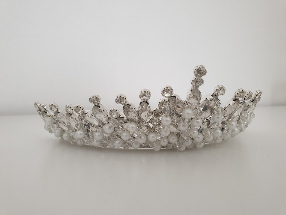 Kristal Taşlı ve İncili Gelin Tacı - Görsel 3
