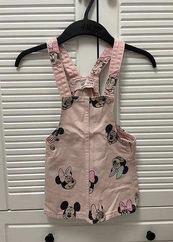 Kız Çocuk Pembe Baskılı Askılı Elbise - Görsel 2