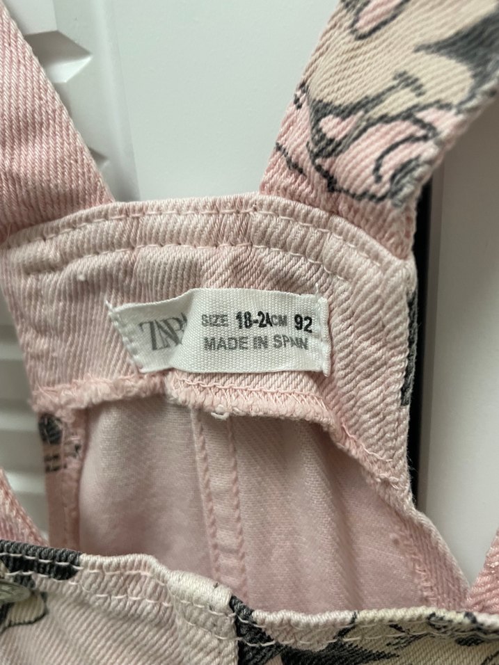 Kız Çocuk Pembe Baskılı Askılı Elbise - Görsel 4