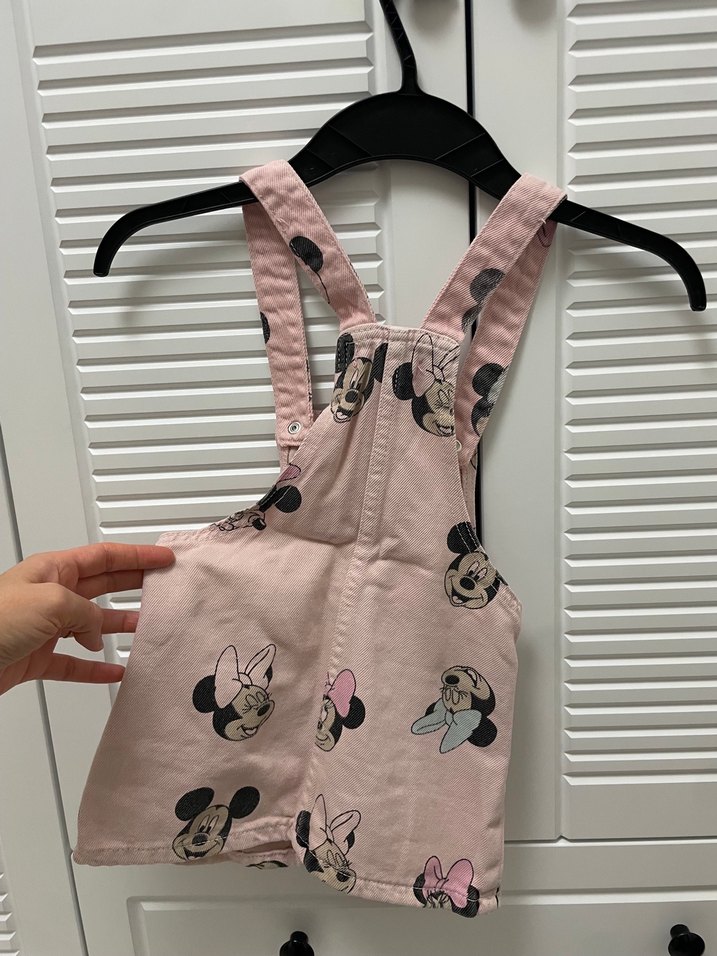 Kız Çocuk Pembe Baskılı Askılı Elbise - Görsel 5