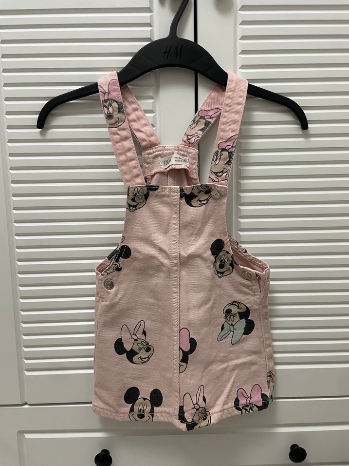 Kız Çocuk Pembe Baskılı Askılı Elbise - Görsel 2