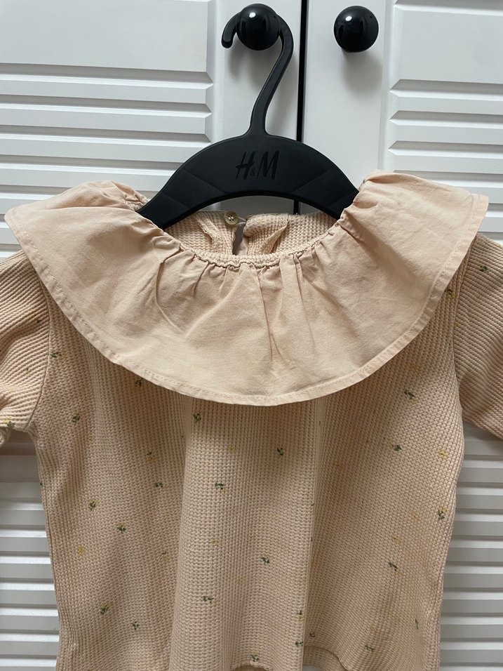 Kız Çocuk Bej Keten Fırfırlı Bluz - Görsel 2