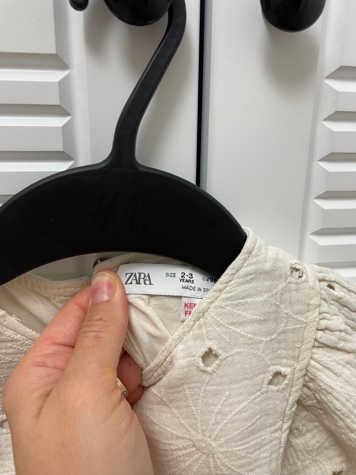 Kız Çocuk Beyaz Nakışlı Keten Elbise - Görsel 3