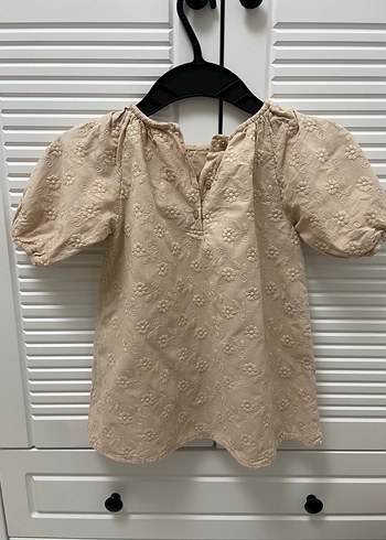 Kız Çocuk Keten Nakışlı Fırfırlı Elbise - Görsel 4