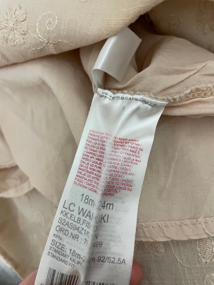 Kız Çocuk Keten Nakışlı Fırfırlı Elbise - Görsel 3