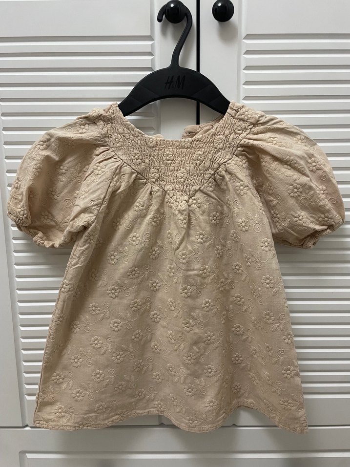 Kız Çocuk Keten Nakışlı Fırfırlı Elbise - Görsel 2