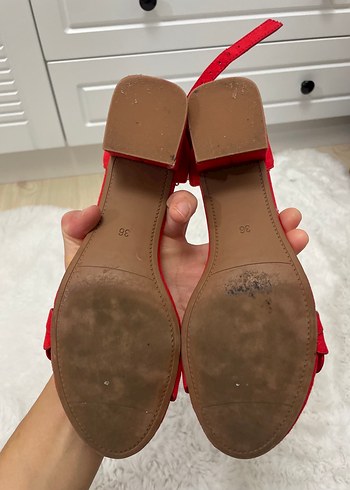 Klasik Kırmızı Süet Kadın Ayakkabı - Görsel 4