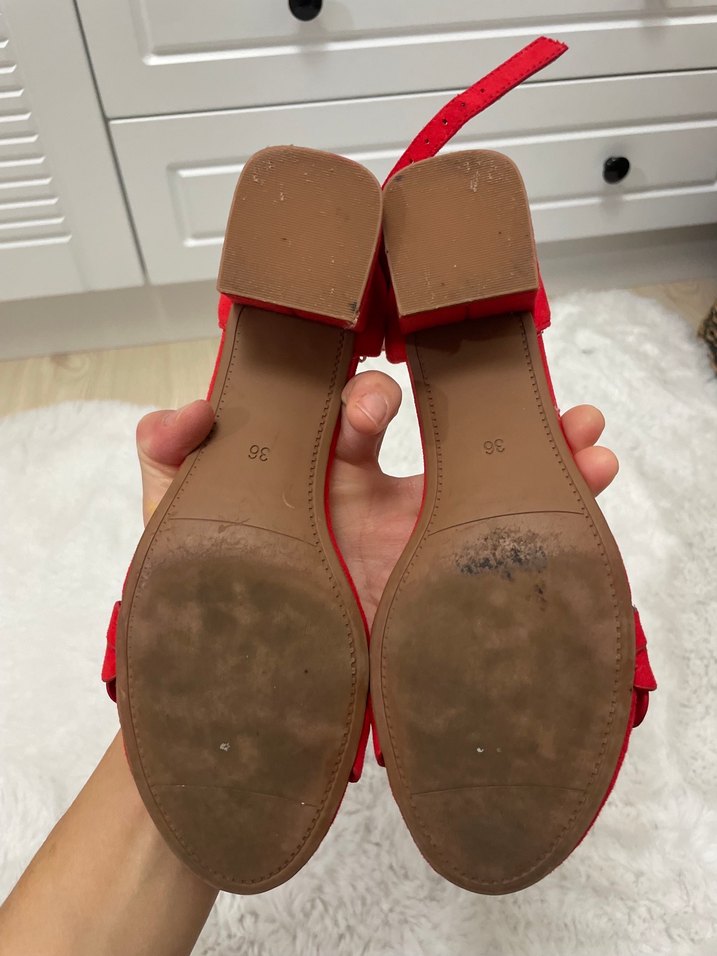 Klasik Kırmızı Süet Kadın Ayakkabı - Görsel 4