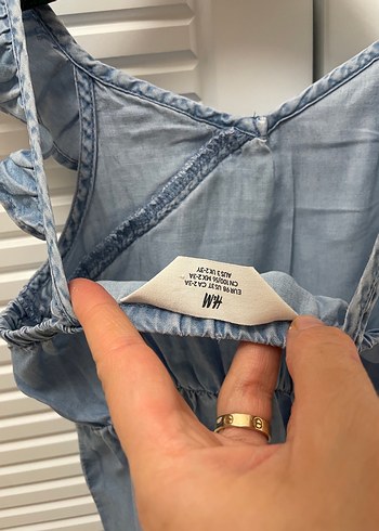 Kız Çocuk Fırfırlı Denim Tulum - Görsel 5