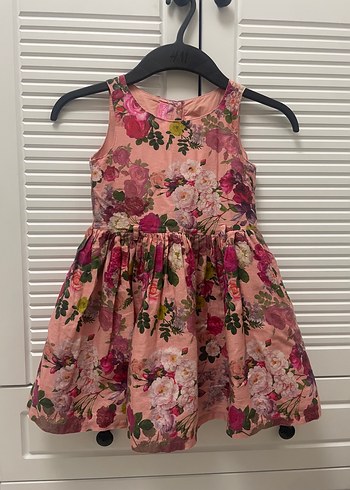 Kolsuz Çiçek Desenli Vintage Kız Elbisesi - Görsel 2