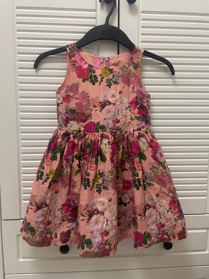 Kolsuz Çiçek Desenli Vintage Kız Elbisesi - Görsel 2