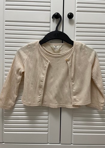 Kız Çocuk Bej bluz hırka takım - Görsel 2