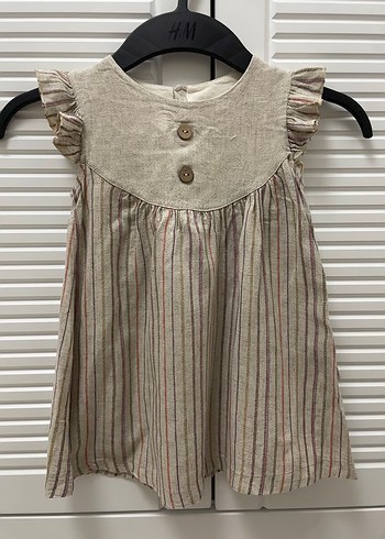 Kız Çocuk Bej Keten Elbise - Görsel 2