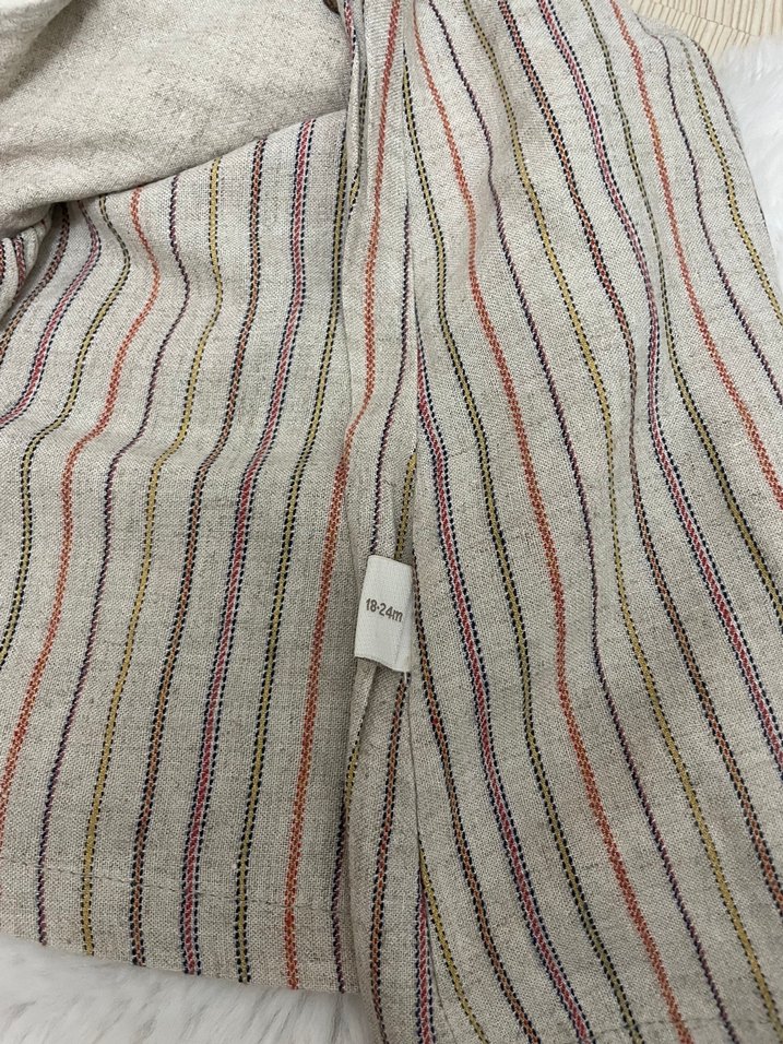 Kız Çocuk Bej Keten Elbise - Görsel 4