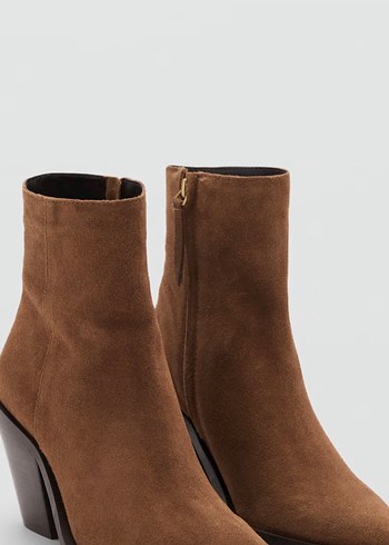 Kahverengi Süet Kadın Topuklu Bot - Görsel 4