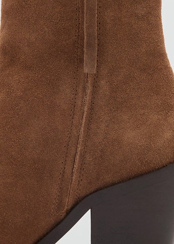 Kahverengi Süet Kadın Topuklu Bot - Görsel 2