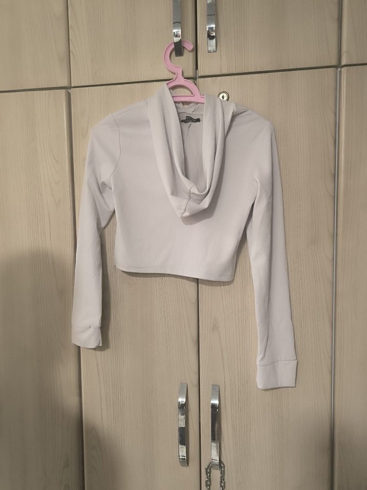 Bej Uzun Kollu Basic Sweatshirt - Görsel 2