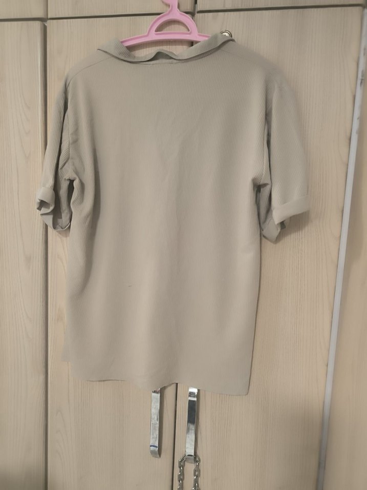 Bej Rahat Kesim Kısa Kollu Kadın Takımı - Görsel 2