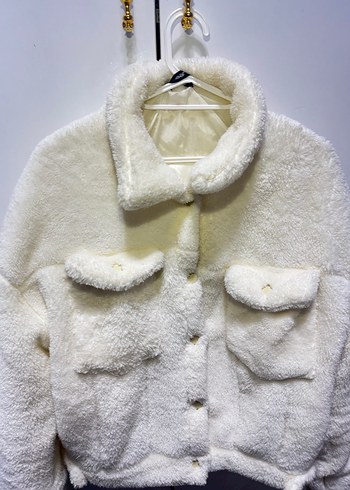 Beyaz Peluş Kadın Ceket - Görsel 2