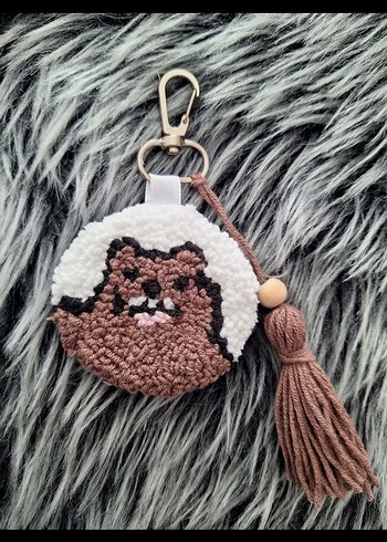 Bohem Gri Püsküllü Kadın Anahtarlık - Görsel 2