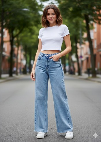 Düz Kesim Midi Boy Kadın Kot Pantolon - Görsel 2