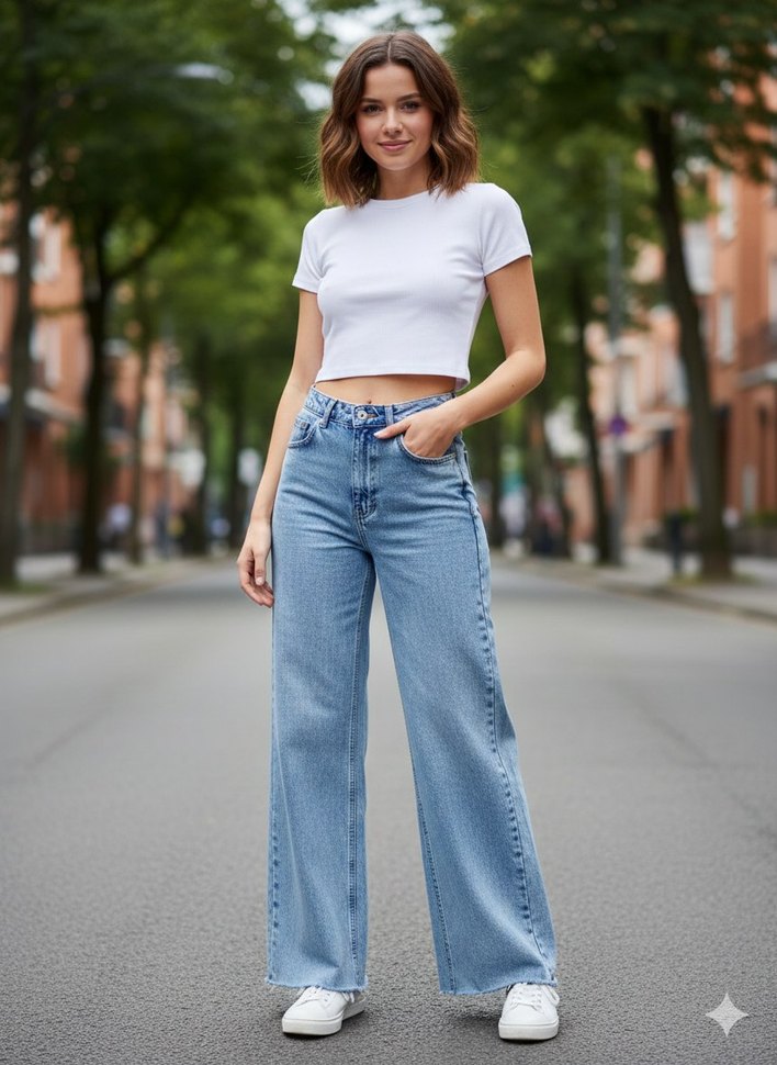 Düz Kesim Midi Boy Kadın Kot Pantolon - Görsel 2