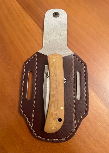 Bordo Katlanır Bıçak ve Deri Kılıf hediyeli - Görsel 2